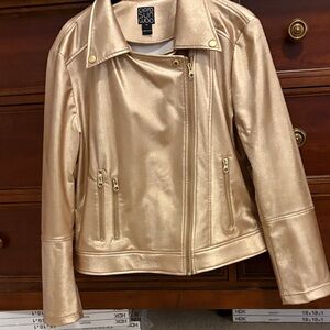 Clara Sunwoo Metallic Gold Liquid Leather Jacket